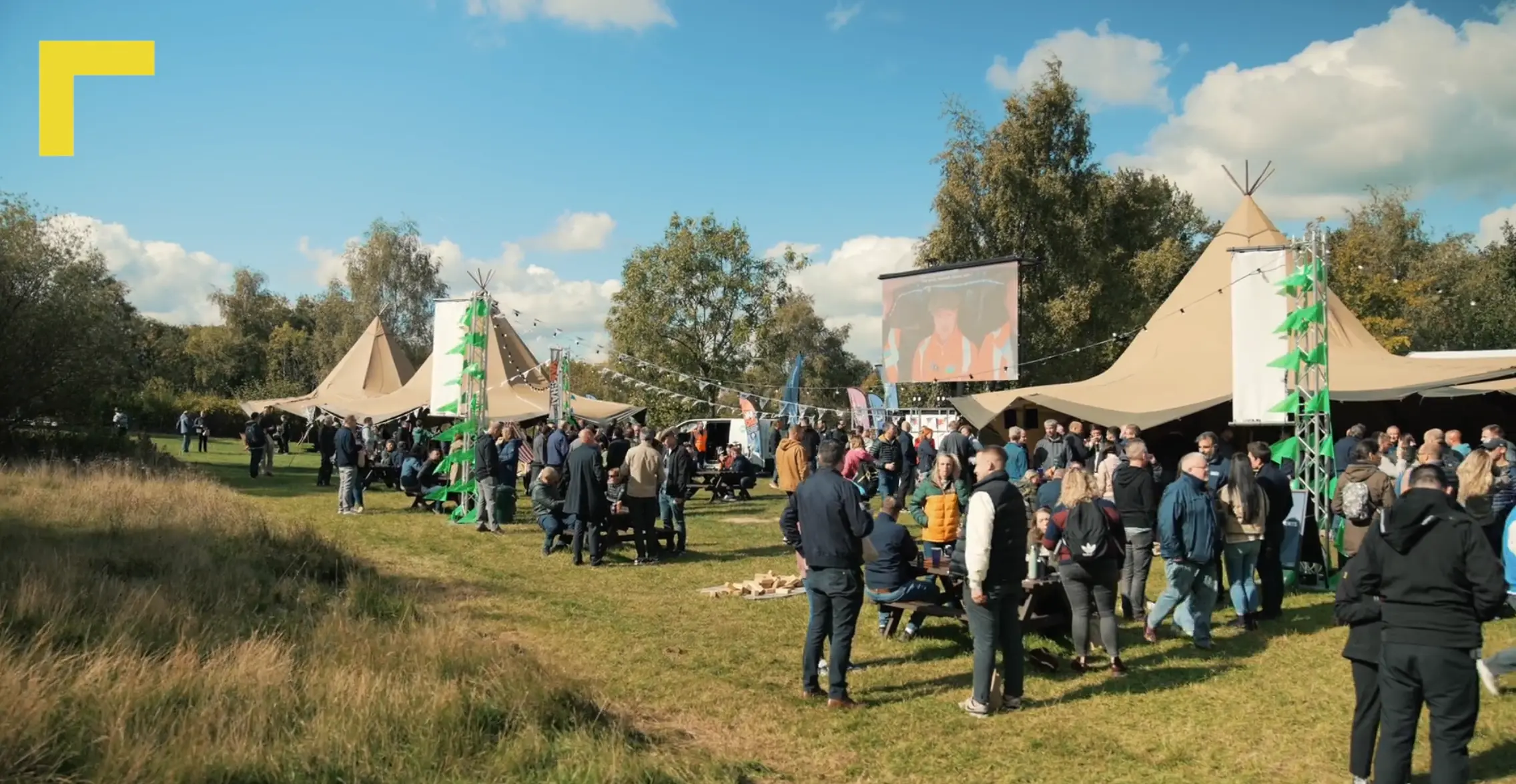 Severn Trent leadership conference guests outside the tipi venue